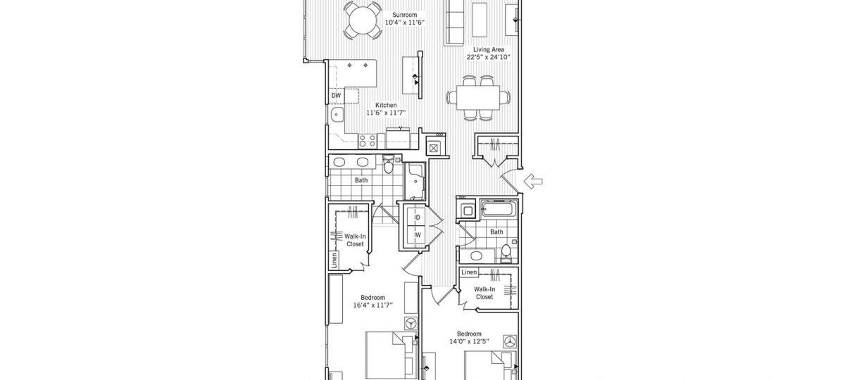 2D floor plan for the Wellington apartment at Ashby Ponds Senior Living in Ashburn, VA