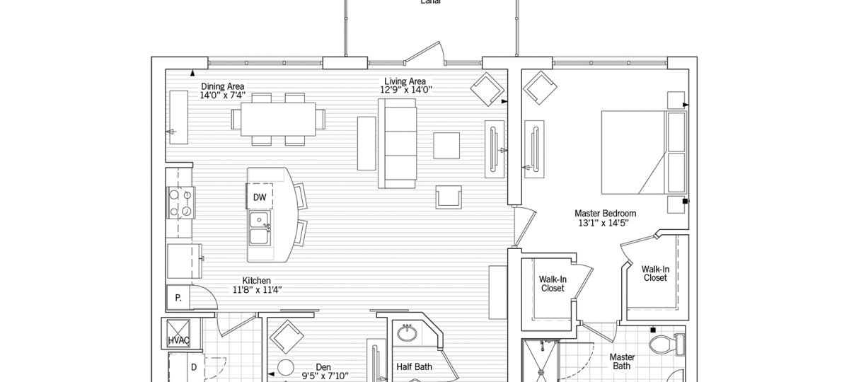 2D floor plan of the Bacino apartment at Siena Lakes Senior Living in Naples, FL.