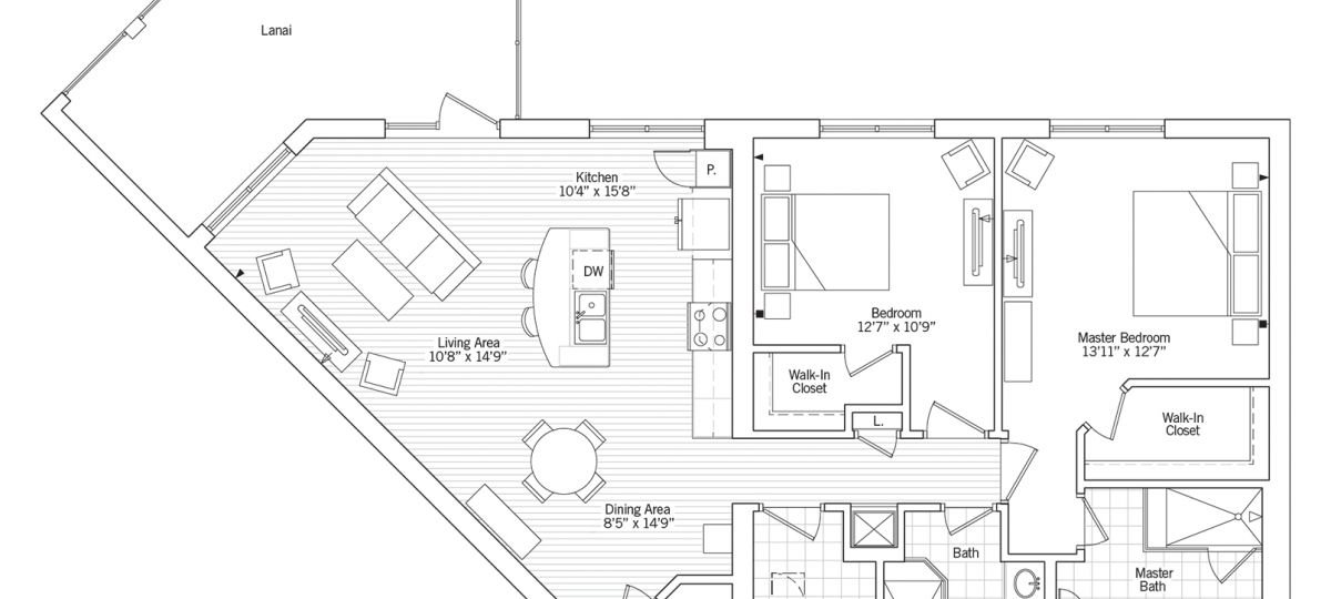 2D floor plan of the Giorno apartment at Siena Lakes Senior Living in Naples, FL.