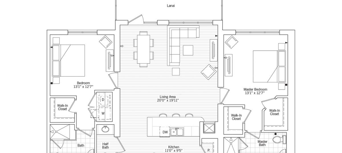 2D floor plan of the Marea apartment at Siena Lakes Senior Living in Naples, FL.
