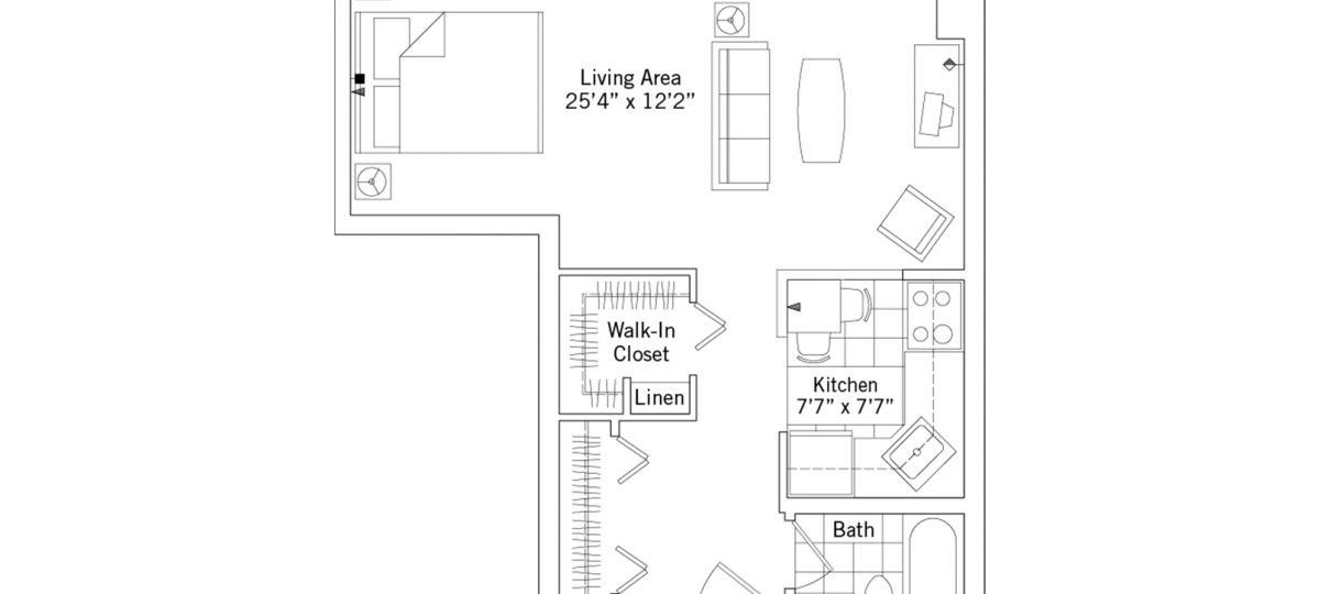 2D floor plan for the Abbott apartment at Oak Crest Senior Living in Parkville, MD.