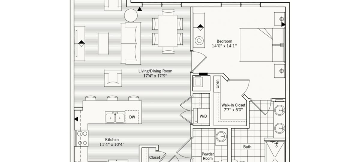 2D floor plan for the Baldwin apartment at Lantern Hill Senior Living in New Providence, NJ.