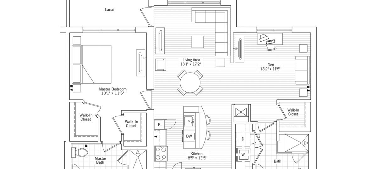 2D floor plan of the Baleno apartment at Siena Lakes Senior Living in Naples, FL.