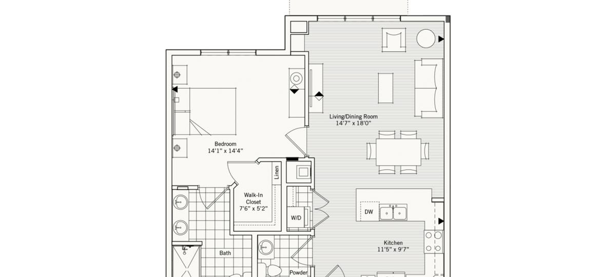 2D floor plan for the Belvedere apartment at Lantern Hill Senior Living in New Providence, NJ.