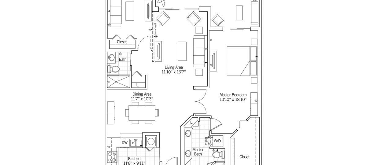 2D floor plan for the Bentley apartment at Devonshire Senior Living in Palm Beach Gardens, FL