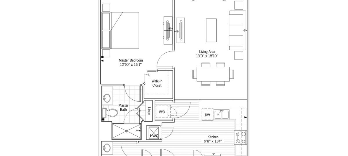 2D floor plan for the Bridgeport apartment at Highland Springs Senior Living in Dallas, TX.