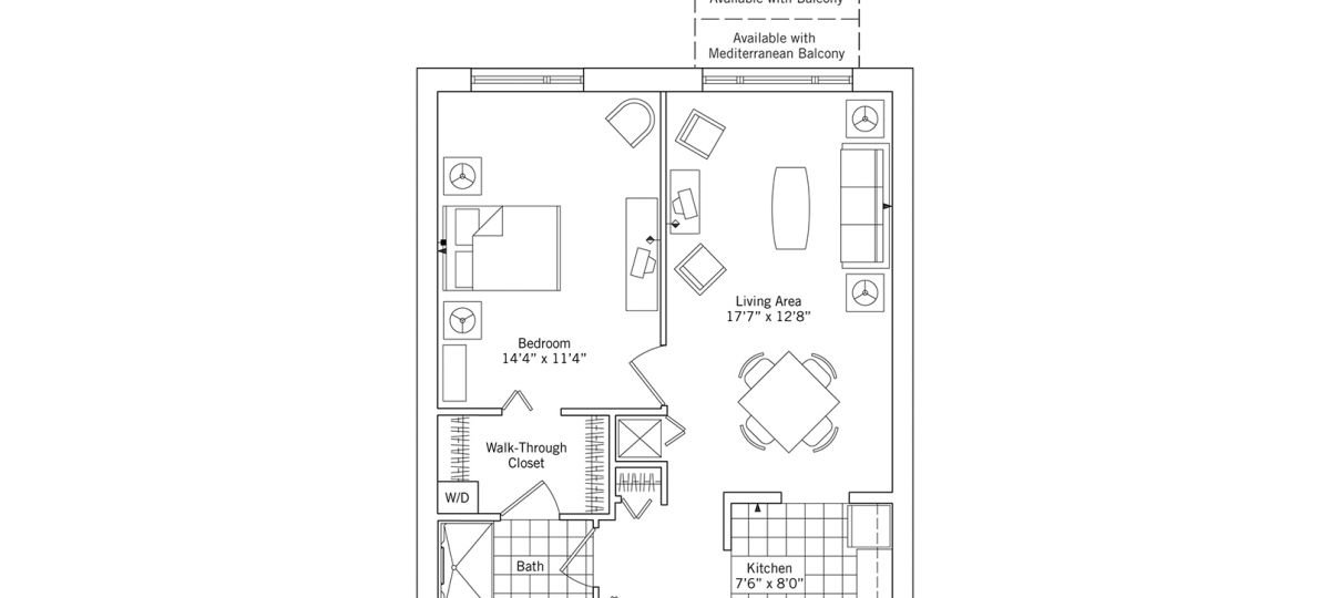 2D floor plan for the Brighton apartment at Charlestown Senior Living in Catonsville, MD