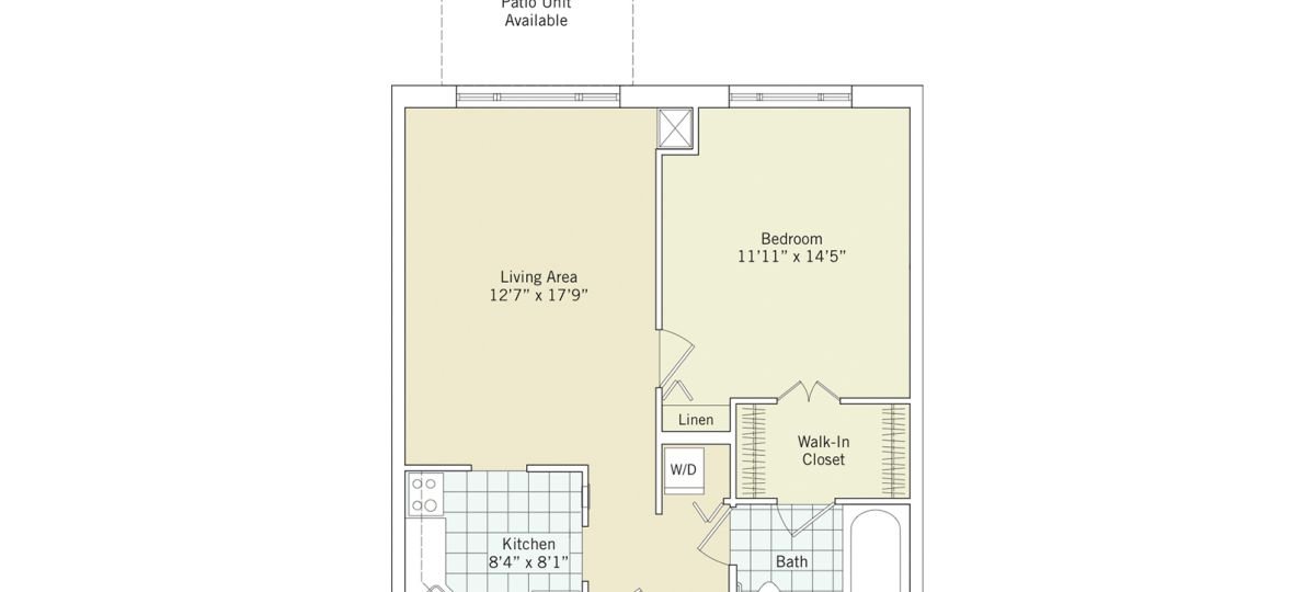 2D floor plan of the Brighton apartment at Seabrook Senior Living in Tinton Falls, NJ.