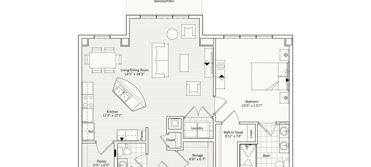 2D floor plan for the Burlington apartment at Lantern Hill Senior Living in New Providence, NJ.