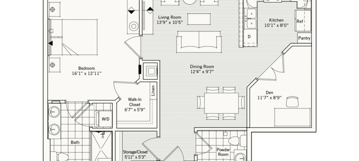 2D floor plan for the Canterbury apartment at Lantern Hill Senior Living in New Providence, NJ.