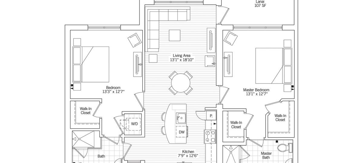 2D floor plan of the Corallo II apartment at Siena Lakes Senior Living in Naples, FL.