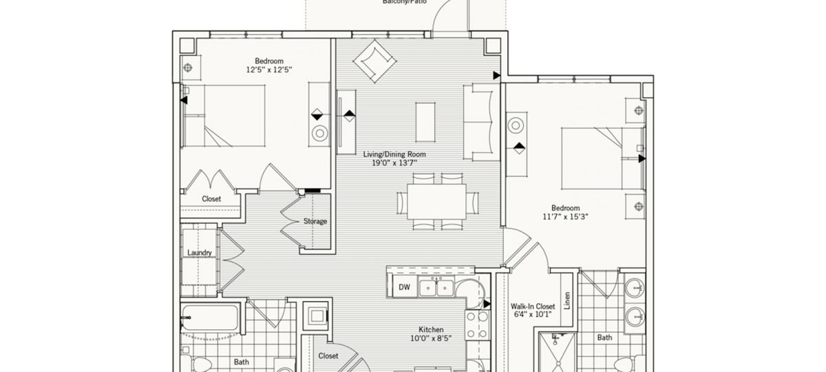 2D floor plan for the Douglas apartment at Lantern Hill Senior Living in New Providence, NJ.