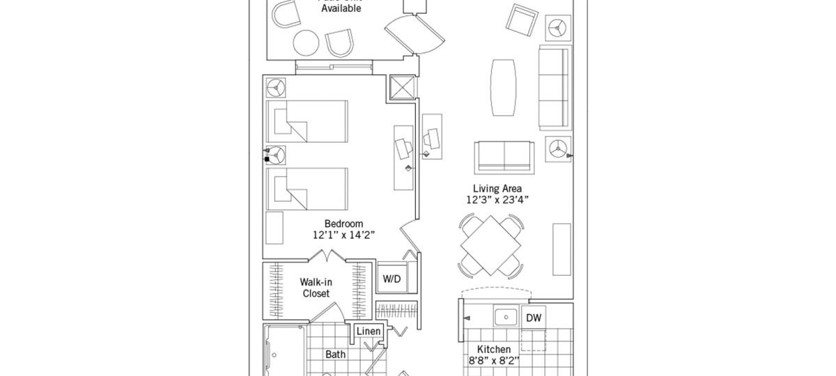 2D floor plan for the Dover apartment at Ann's Choice Senior Living in Buck's County, PA