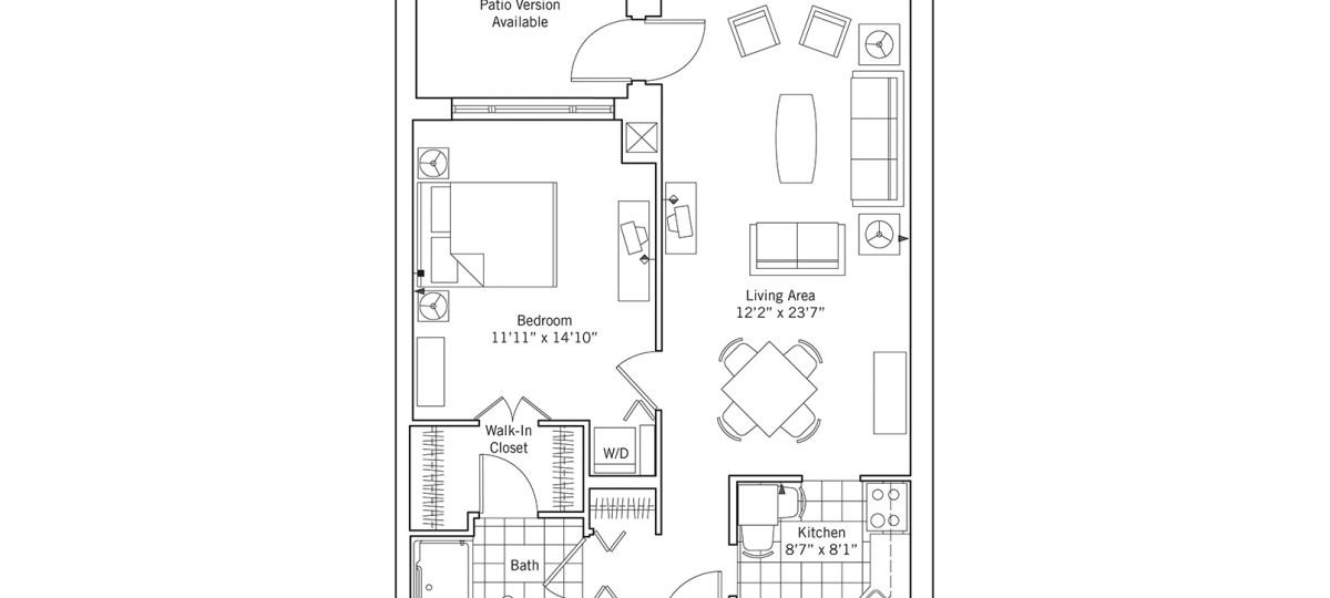 2D floor plan for the Dover apartment at Greenspring Senior Living in Springfield, VA