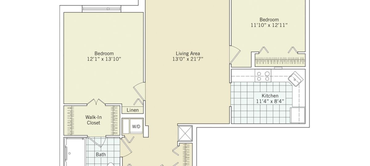 2D floor plan for the Fairmont apartment at Cedar Crest Senior Living in Pompton Plains, NJ