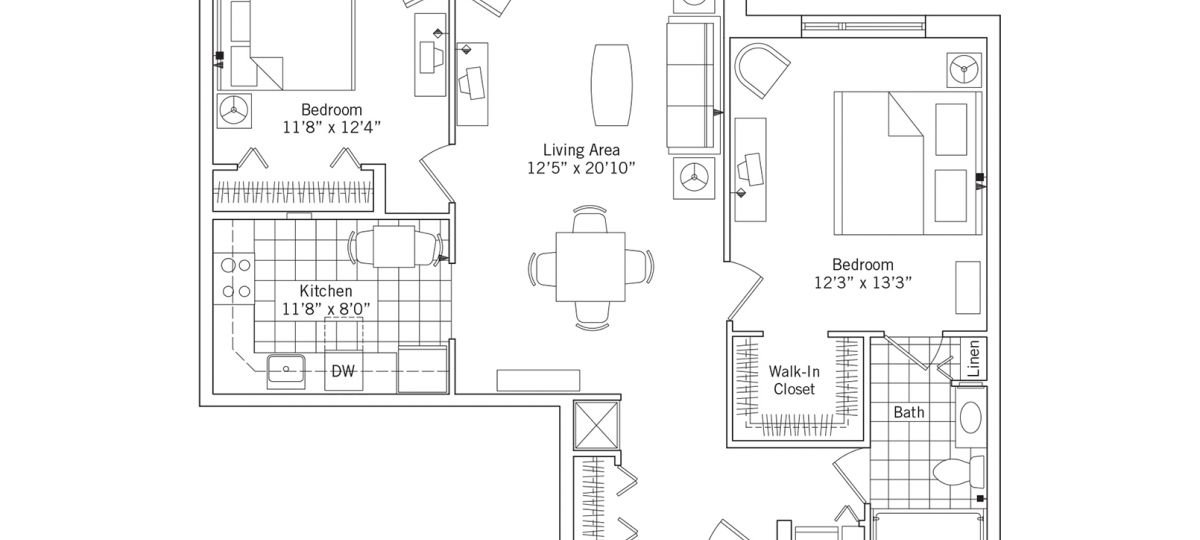 2D floor plan for the Fairmont apartment at Highland Springs Senior Living in Dallas, TX.