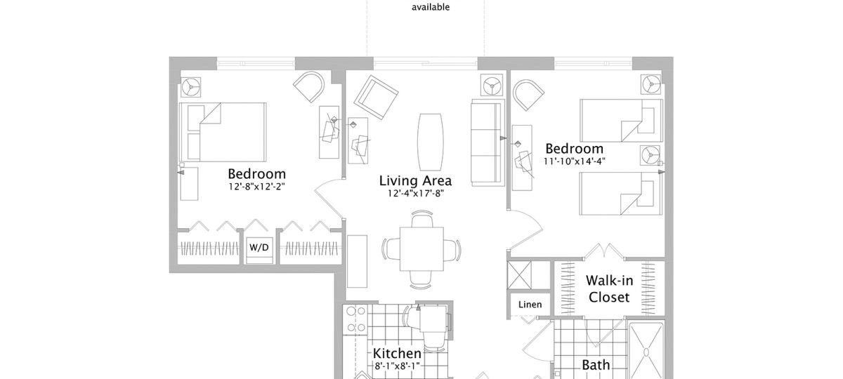 2D floor plan for the Flagstaff apartment at Cedar Crest Senior Living in Pompton Plains, NJ