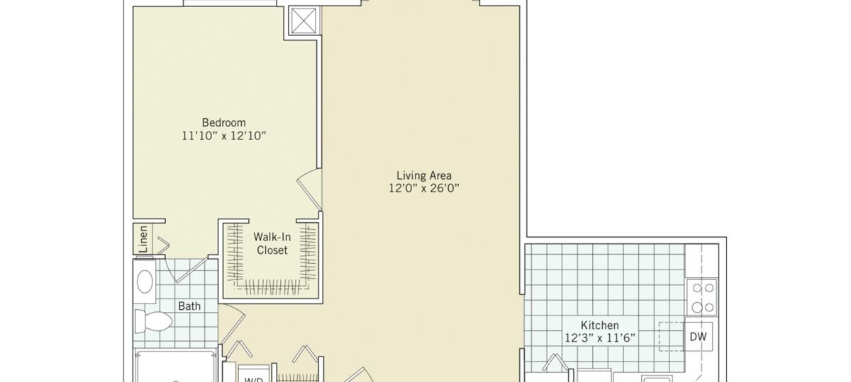 2D floor plan for the Fremont apartment at Linden Ponds Senior Living in Hingham, MA.