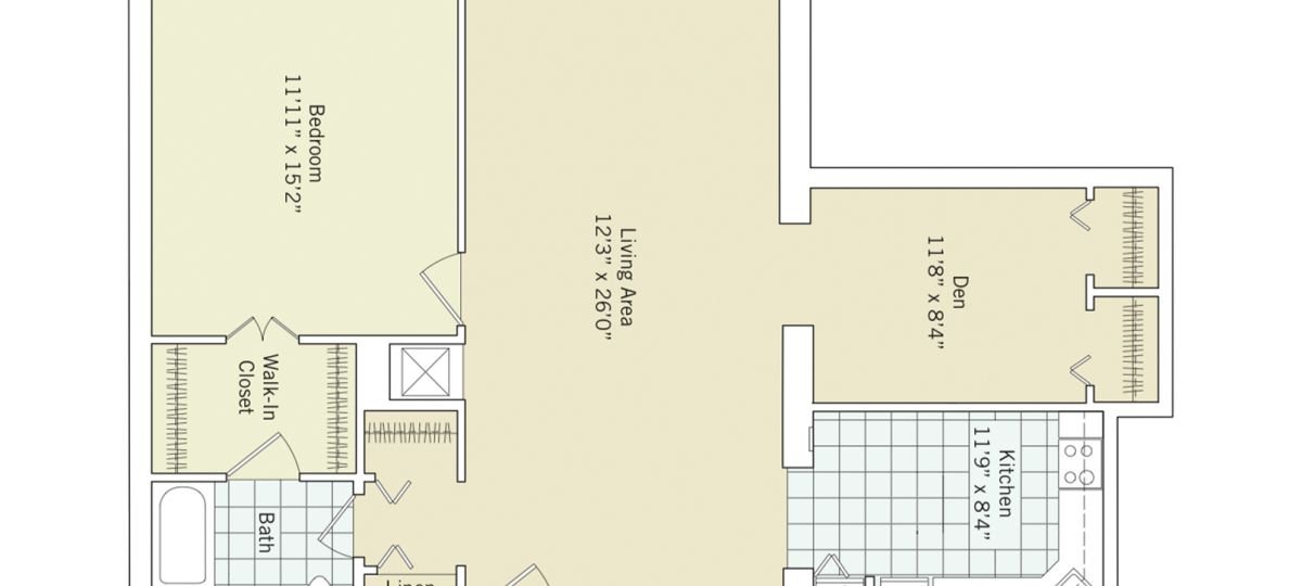 2D floor plan for the Georgetown apartment at Oak Crest Senior Living in Parkville, MD.