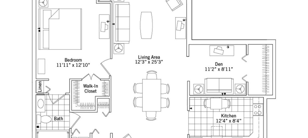 2D floor plan for the Georgetown apartment at Brooksby Village Senior Living in Peabody, MA