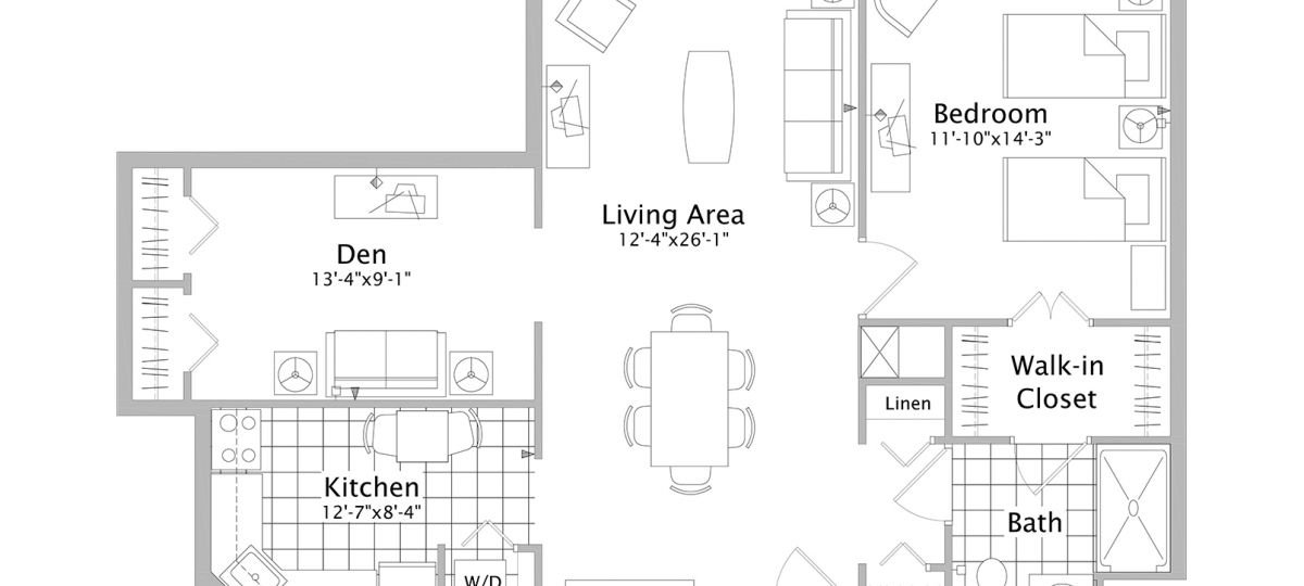 2D floor plan for the Georgetown apartment at Cedar Crest Senior Living in Pompton Plains, NJ
