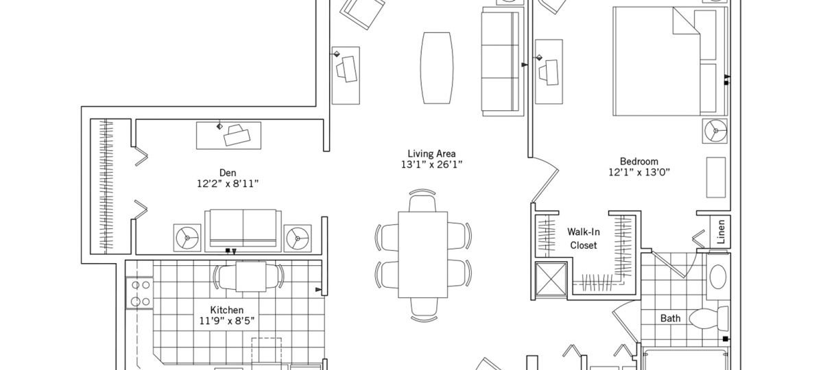 2D floor plan for the Georgetown apartment at Fox Run Senior Living in Novi, MI