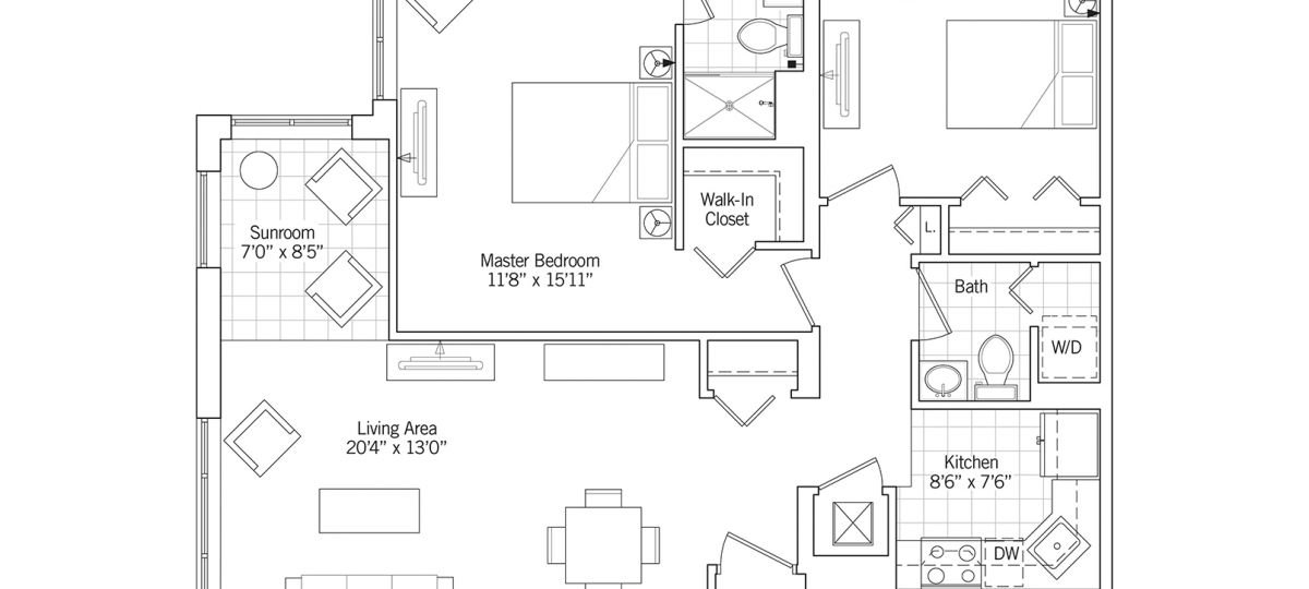 2D floor plan for the Gibson apartment at Charlestown Senior Living in Catonsville, MD