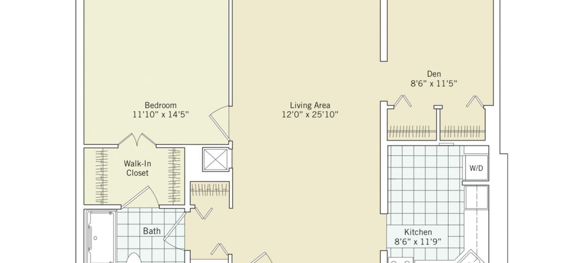 2D floor plan for the Gilbert apartment at Brooksby Village Senior Living in Peabody, MA