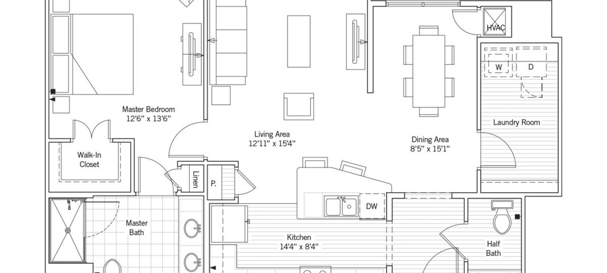 The 2-D rendering of The Grayson apartment.