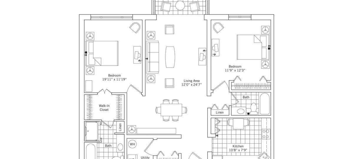 2D floor plan for the Guilford apartment at Charlestown Senior Living in Catonsville, MD
