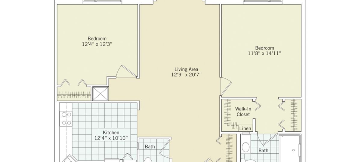 2D floor plan of the Hastings apartment at Seabrook Senior Living in Tinton Falls, NJ.