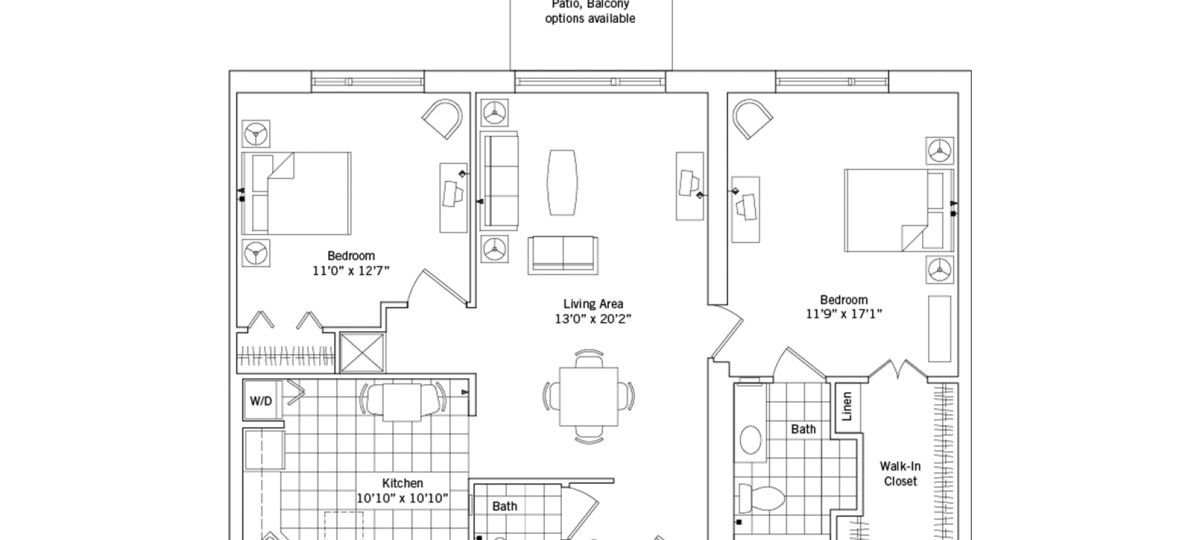 2D floor plan of the Hastings apartment at Riderwood Senior Living in Silver Spring, MD.