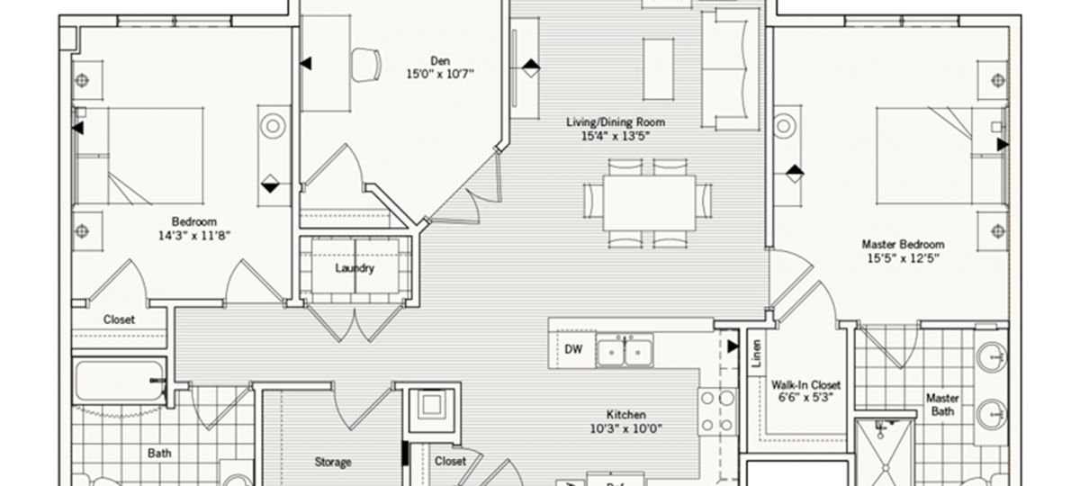2D floor plan for the Hathaway apartment at Lantern Hill Senior Living in New Providence, NJ.