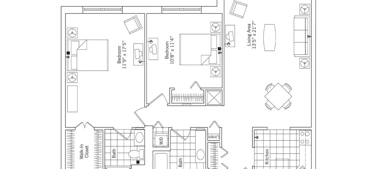 2D floor plan for the Hawthorne apartment at Greenspring Senior Living in Springfield, VA