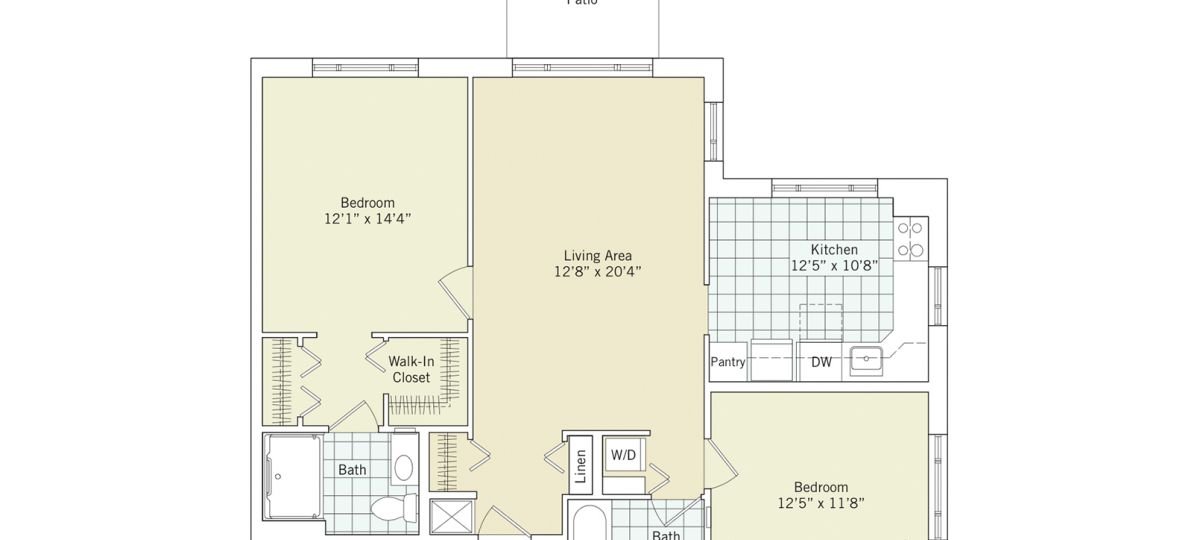 2D floor plan for the Jackson apartment at Fox Run Senior Living in Novi, MI