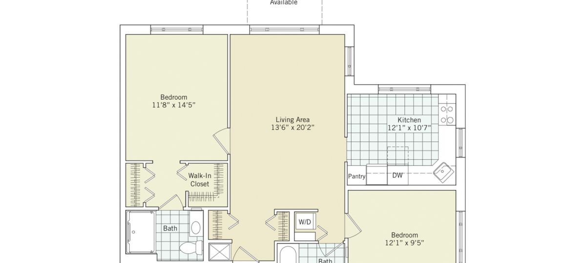 2D floor plan for the Jackson apartment at Cedar Crest Senior Living in Pompton Plains, NJ