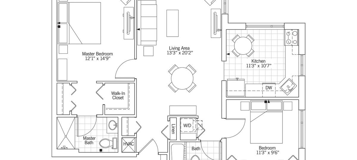 2D floor plan of the Jackson apartment at Seabrook Senior Living in Tinton Falls, NJ.