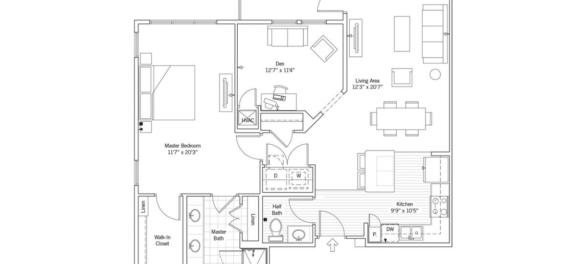 The 2-D rendering of The Newberry apartment home.