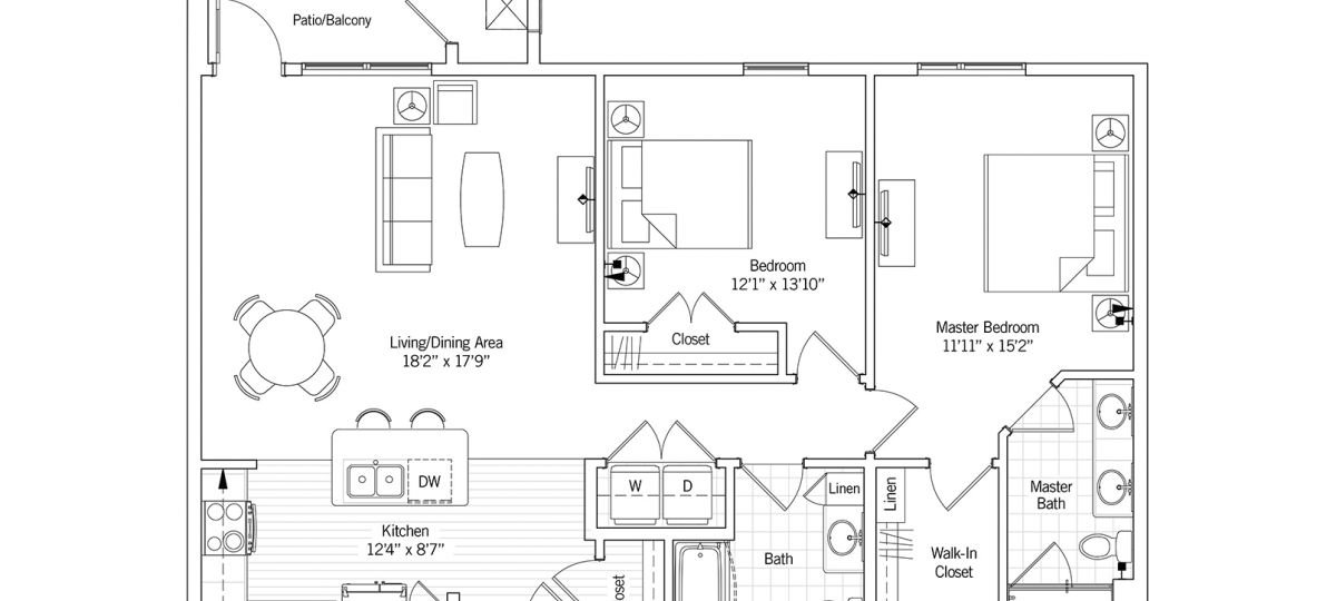 2D floor plan for the Northvale apartment at Avery Point Senior Living in Richmond, VA