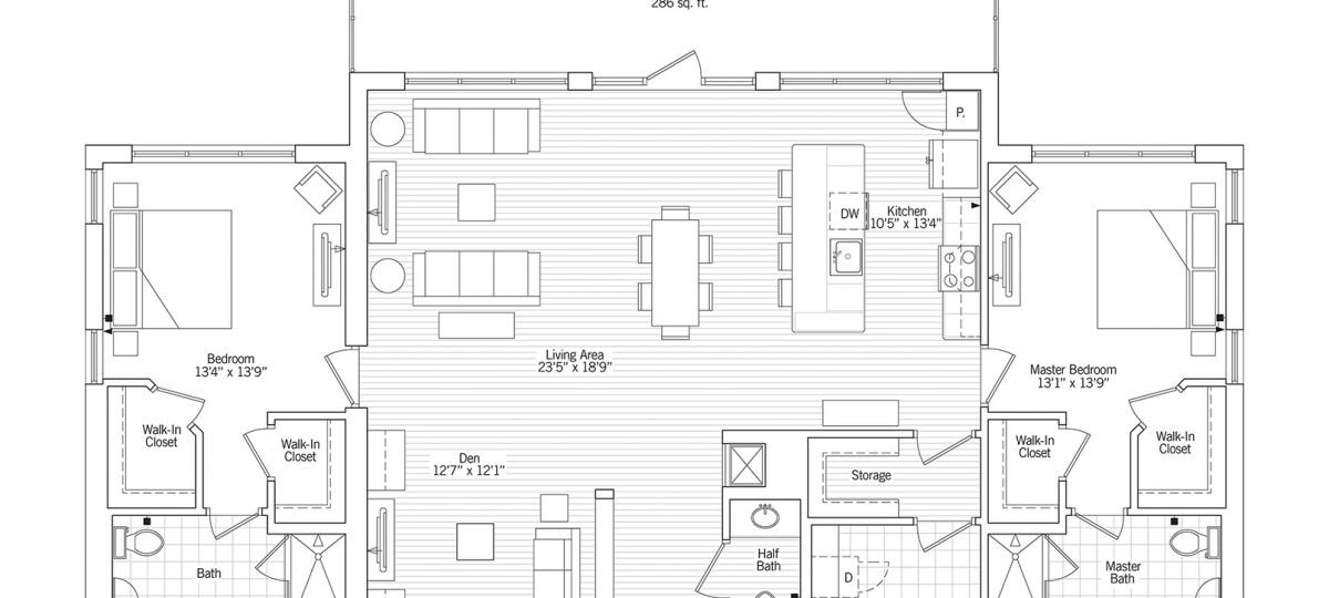 2D floor plan of the Sabbia apartment at Siena Lakes Senior Living in Naples, FL.
