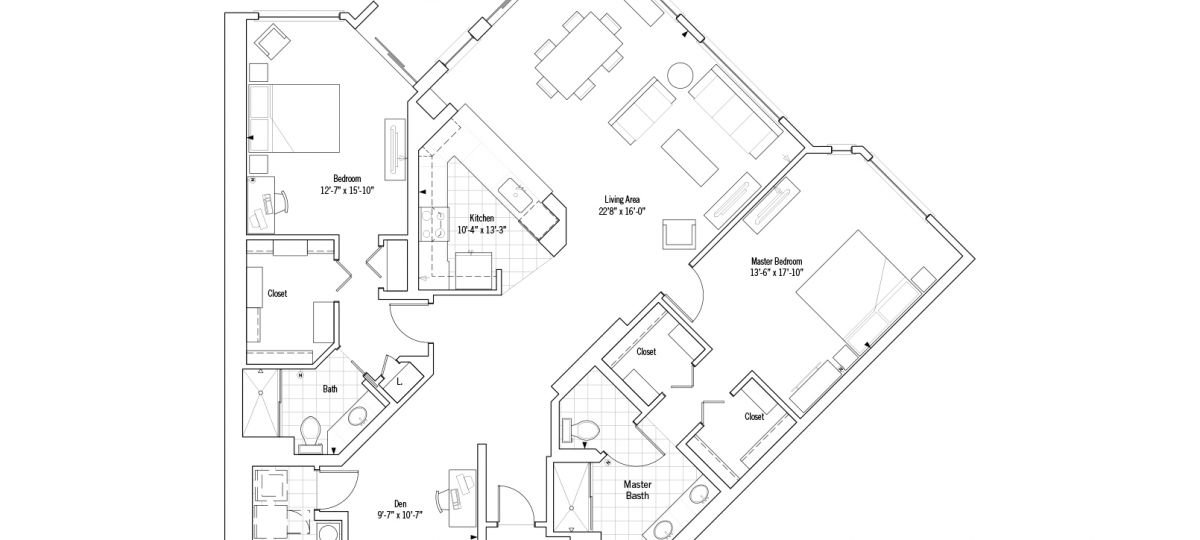 2D floor plan for the Jefferson apartment at Devonshire Senior Living in Palm Beach Gardens, FL