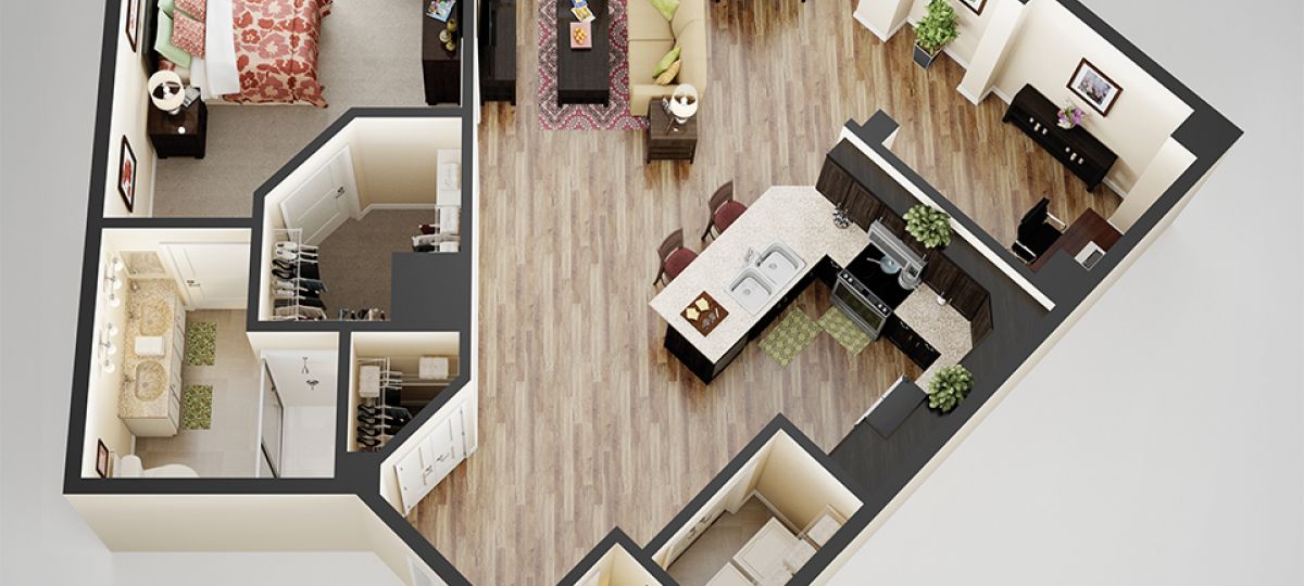 3D floor plan of the Chaucer apartment at Lantern Hill Senior Living in New Providence, NJ3D floor plan of the Chaucer apartment at Lantern Hill Senior Living in New Providence, NJ.