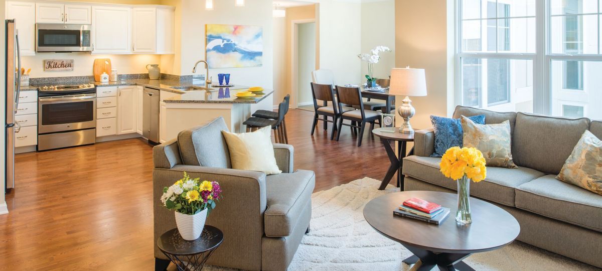 Living room in apartment.