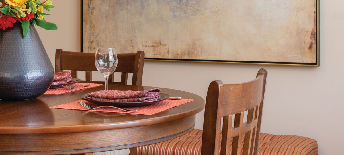 Interior shot of dining room.