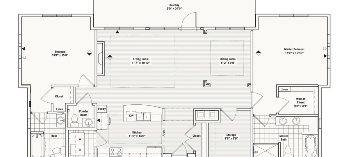 2D floor plan for the Wentworth apartment at Lantern Hill Senior Living in New Providence, NJ.