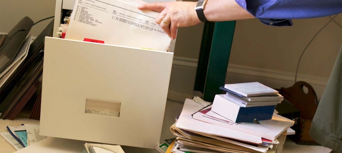file box with paperwork