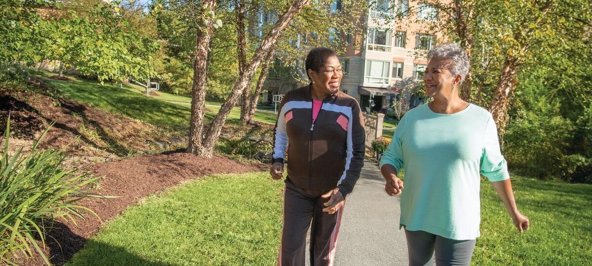 1200x800 RWV walking 2021 Senior living residents walking on a path