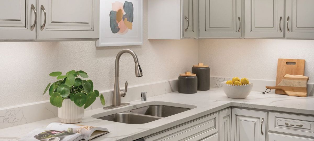 Interior shot of kitchen inside of an Erickson two-bedroom apartment home.