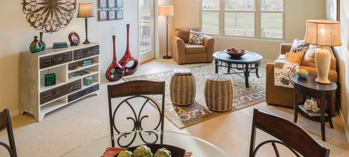 Interior shot of dining room inside of an Erickson two-bedroom apartment home.