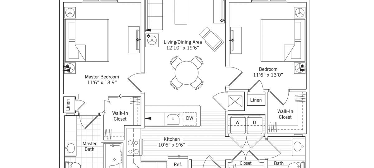 2D floor plan for the McKinley apartment at Ashby Ponds Senior Living in Ashburn, VA